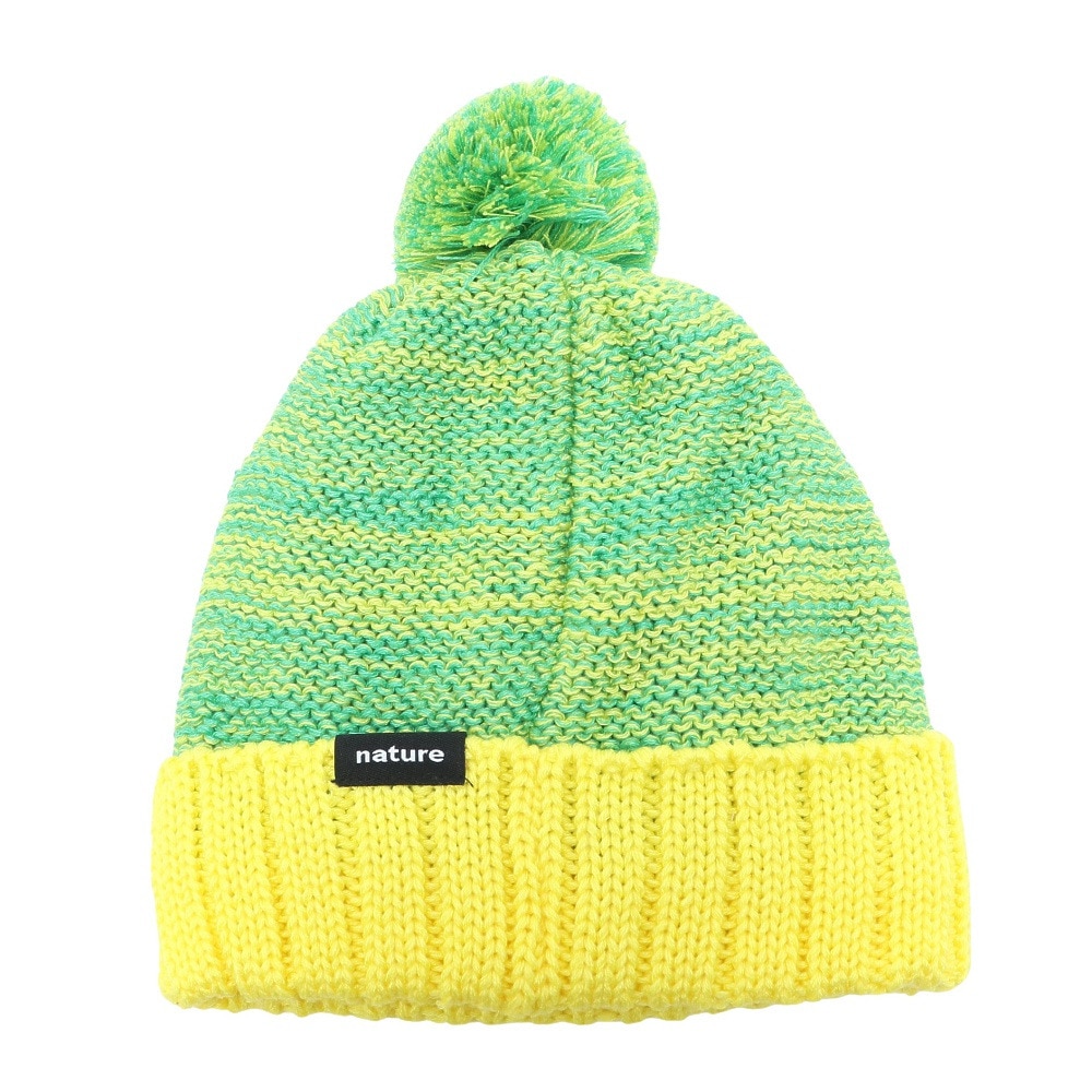 エアボーン（ARBN）（キッズ）ジュニア 帽子 ニット帽 ポンポン イエロー グリーン NATURE POM ニットキャップ AB33WC1392 YEL 防寒 雪あそび