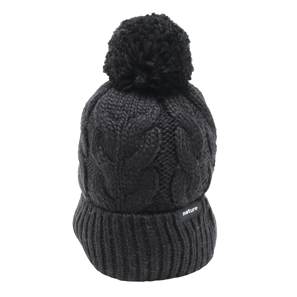 エアボーン（ARBN）（キッズ）ジュニア 帽子 ニット帽 ポンポン ブラック NATURE ニットキャップ AB33WC1393 BLK 防寒 雪あそび
