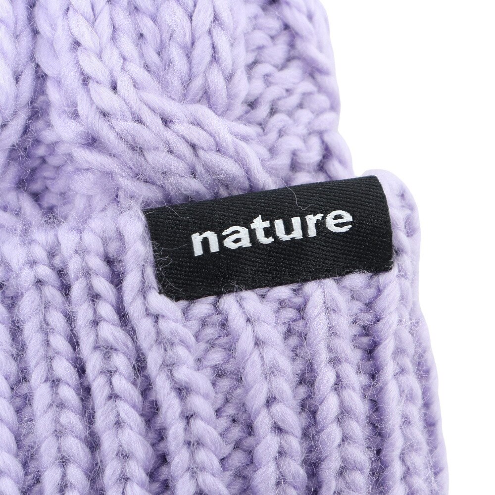 エアボーン（ARBN）（キッズ）ジュニア 帽子 ニット帽 ポンポン ラベンダー NATURE ニットキャップ AB33WC1393 LVD 防寒 雪あそび