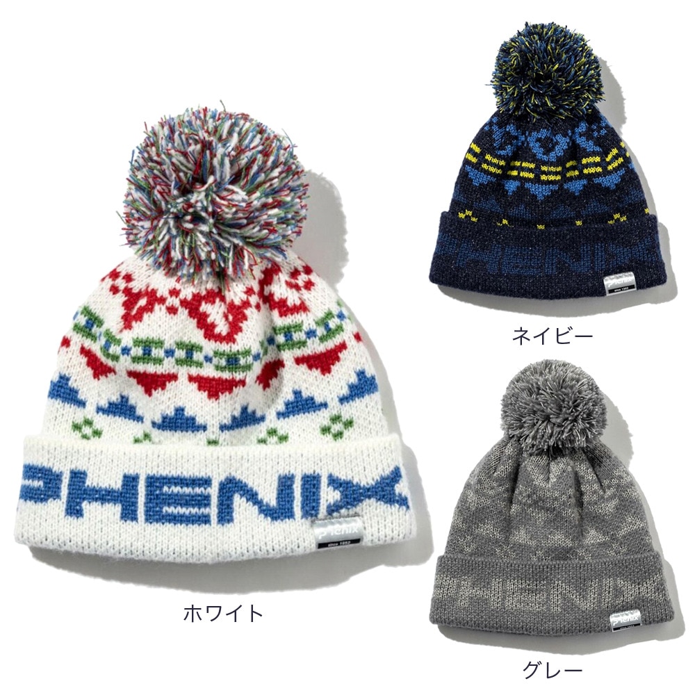 フェニックス（PHENIX）（キッズ）ジュニア ニット帽 Ethnic Double Boys Bon Beanie ESB22HW14 WHITE