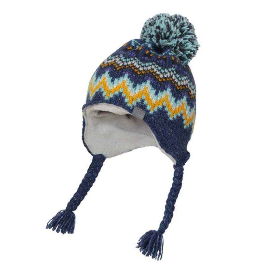 (キッズ)ジュニア 子供 ニット帽 スキー スノーボード Mix Border Junior Earflap Beanie ESG23HW91 NAVY