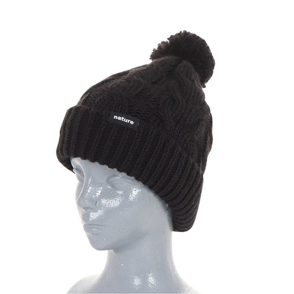 エアボーン（ARBN）（キッズ）ジュニア 帽子 ポンポン NATURE ニット帽 S AB43WC1573 BLK