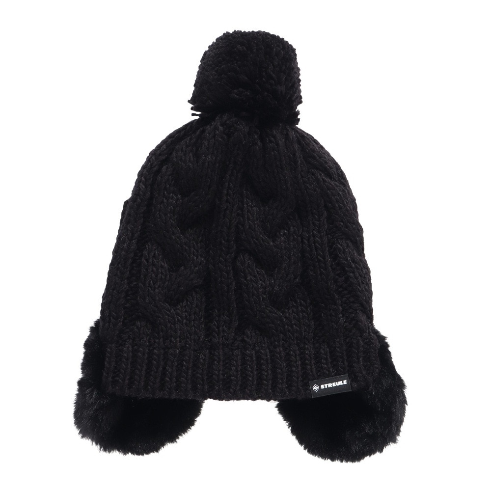 シュトロイレ（STREULE）（キッズ）キッズ 耳つきポンポン ニット帽子 ST24FB0052 BLK