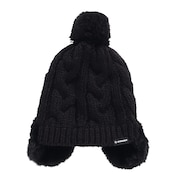(キッズ)キッズ 耳つきポンポン ニット帽子 ST24FB0052 BLK