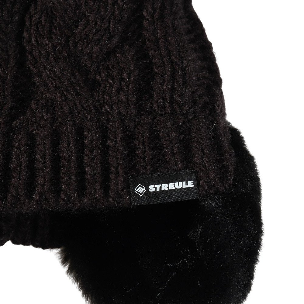 シュトロイレ（STREULE）（キッズ）ジュニア 耳付き ポンポン ニット帽 ST25FB0083 BLK