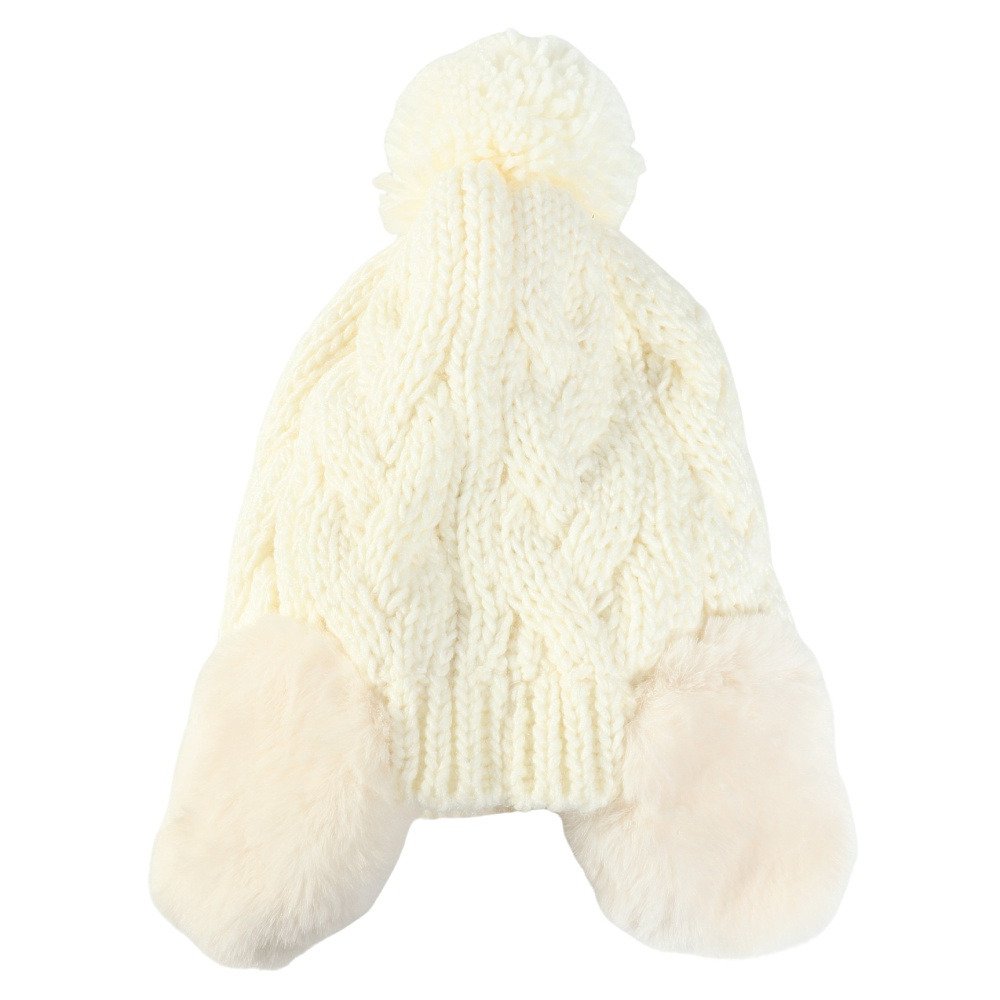 シュトロイレ（STREULE）（キッズ）ジュニア 耳付き ポンポン ニット帽 ST25FB0083 OWHT