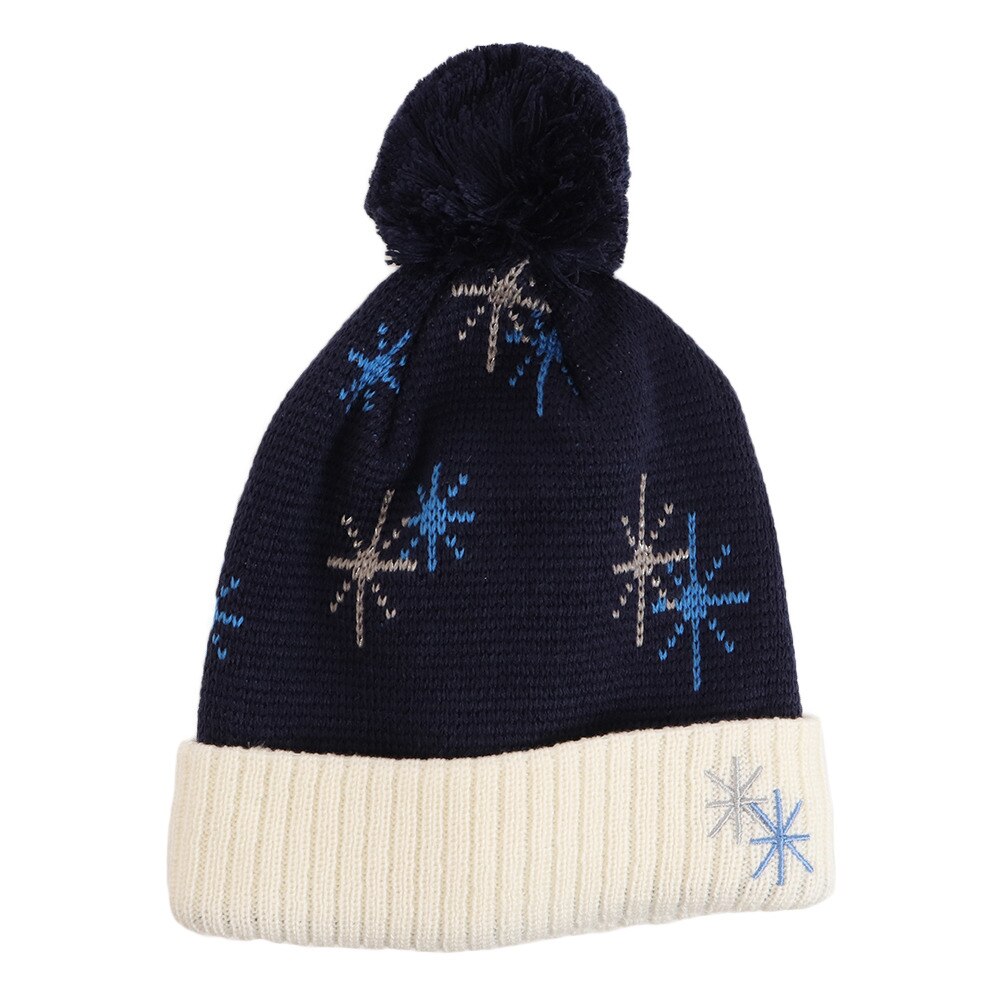  ニット帽 キッズ スキー ジュニア 雪柄 ニットキャップ 335Z10DW1149 NVY 雪遊び