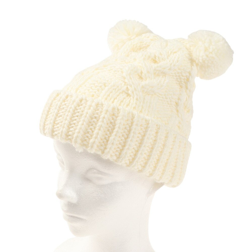 その他ブランド（OTHER BRAND）（キッズ）ジュニア 帽子 ニット帽 ポンポン ベアー くま ニットキャップ ホワイト 335NN2DW0019 WHT 防寒 雪あそび