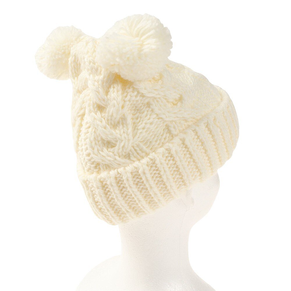 その他ブランド（OTHER BRAND）（キッズ）ジュニア 帽子 ニット帽 ポンポン ベアー くま ニットキャップ ホワイト 335NN2DW0019 WHT 防寒 雪あそび