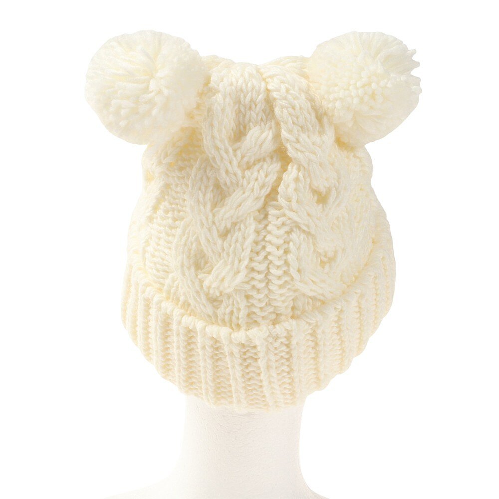 その他ブランド（OTHER BRAND）（キッズ）ジュニア 帽子 ニット帽 ポンポン ベアー くま ニットキャップ ホワイト 335NN2DW0019 WHT 防寒 雪あそび