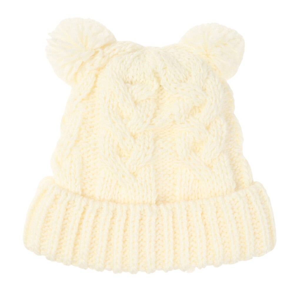 その他ブランド（OTHER BRAND）（キッズ）ジュニア 帽子 ニット帽 ポンポン ベアー くま ニットキャップ ホワイト 335NN2DW0019 WHT 防寒 雪あそび
