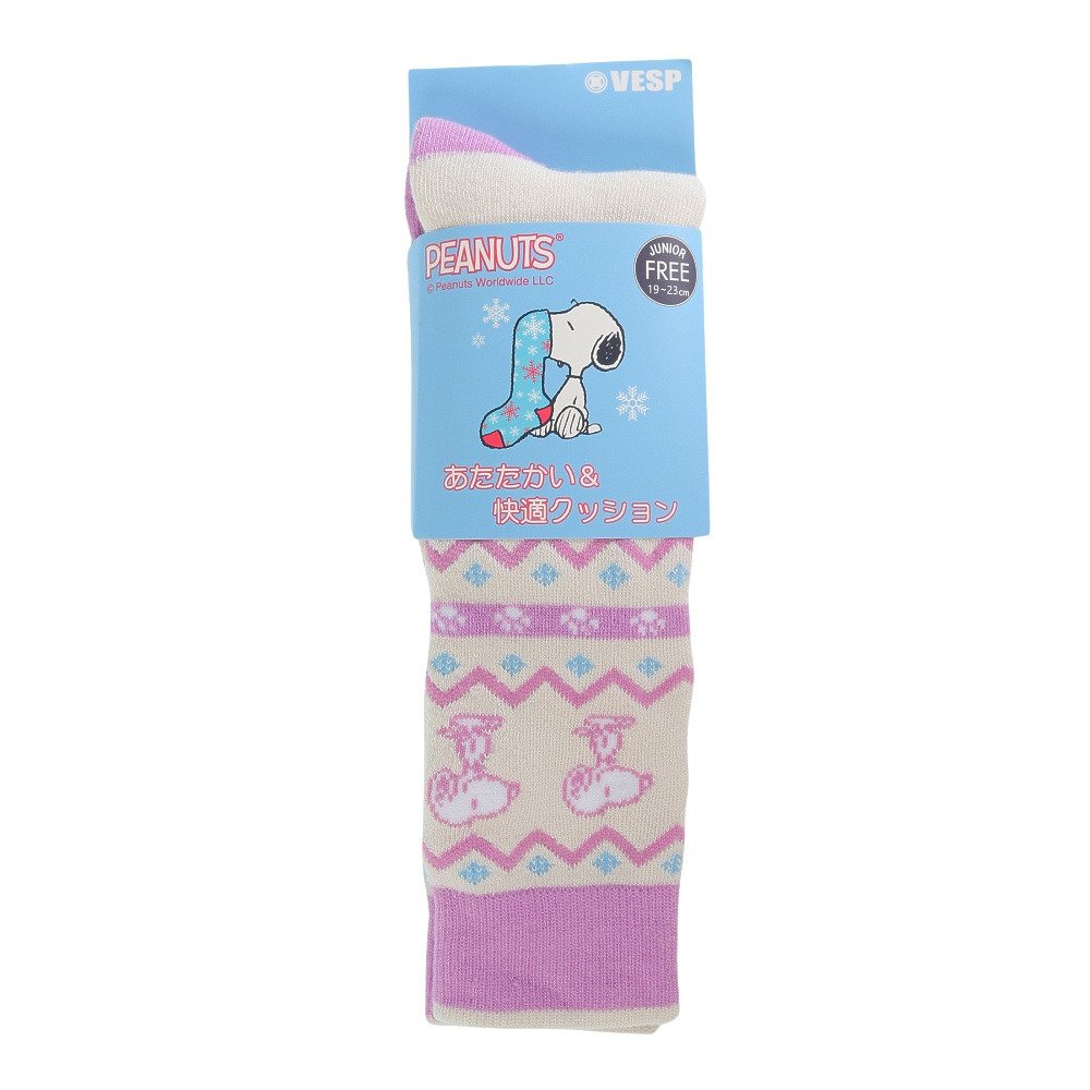 ベスプ（VESP）（キッズ）ジュニア 子供 スキー スノーボード ソックス PEANUTS スヌーピー 1足組 SNJK1018WH