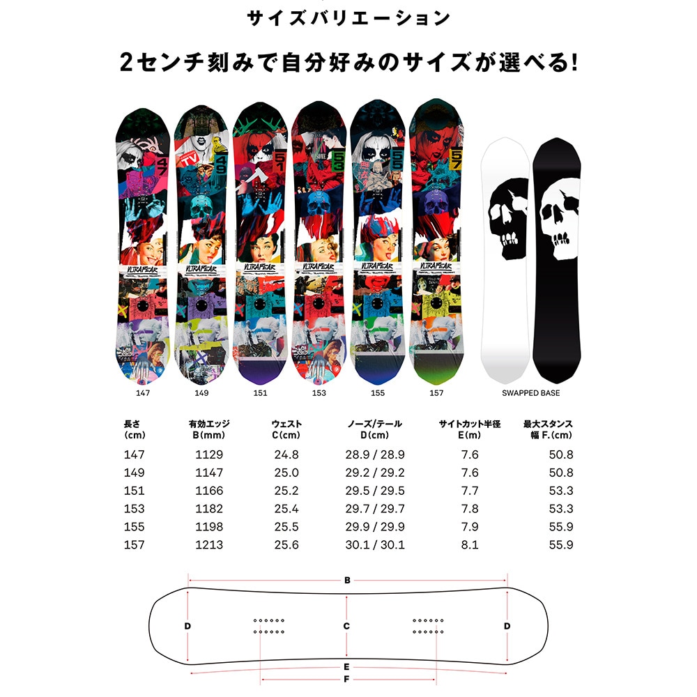 キャピタ（CAPITA）（メンズ）24-25モデル スノーボード板 25 ULTRAFEAR 1241118 グラトリ ハイブリッドキャンバー