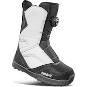 (キッズ)ジュニア 子供 スノーボードブーツ ダイヤル式 簡単 ブラック×ホワイト ボア 22-23 KIDS BOA WHT