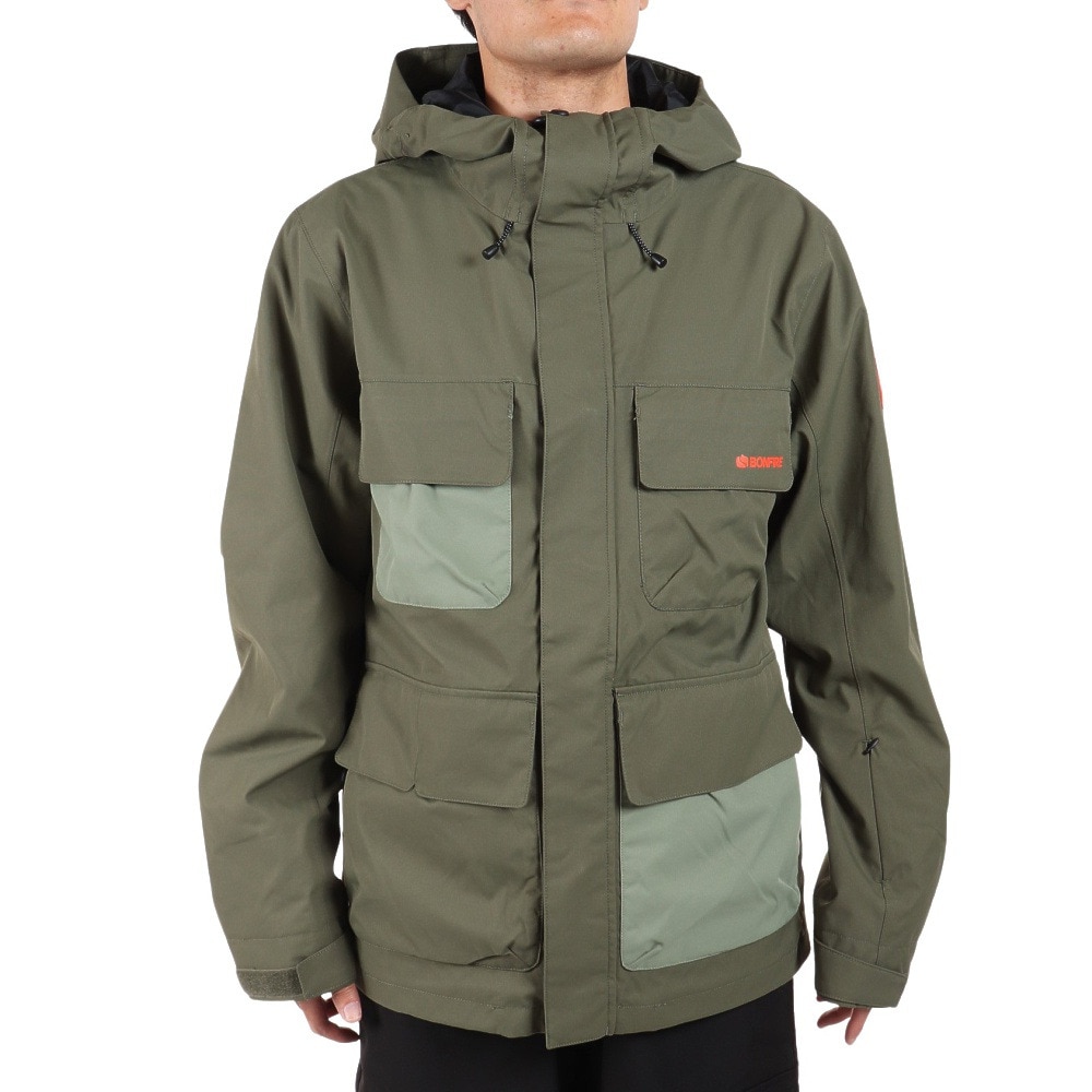 ボンファイア（Bonfire）（メンズ）スノーボード ボードウェア ジャケット PITCH SHELL JACKET BBFW220012 カーキ