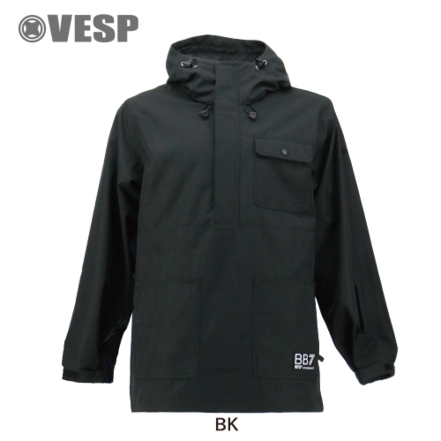 ベスプ（VESP）（メンズ）スノーボード ウェア ジャケット Simple Anorak Pullover Jacket VPMJ1042BK