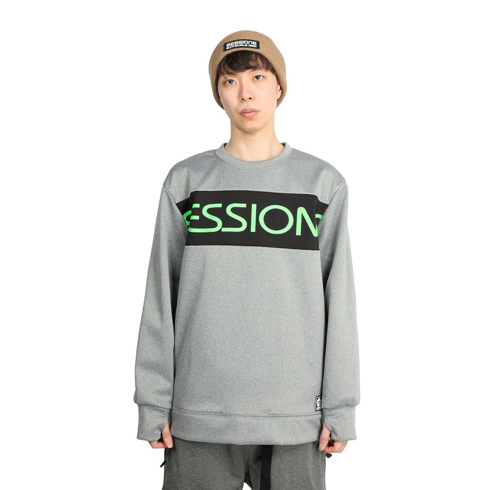 セッションズ（SESSIONS）（メンズ）スノーボード ボードウェア ジャケット DWR FLEECE CREW 長袖Tシャツ 211199 グレー