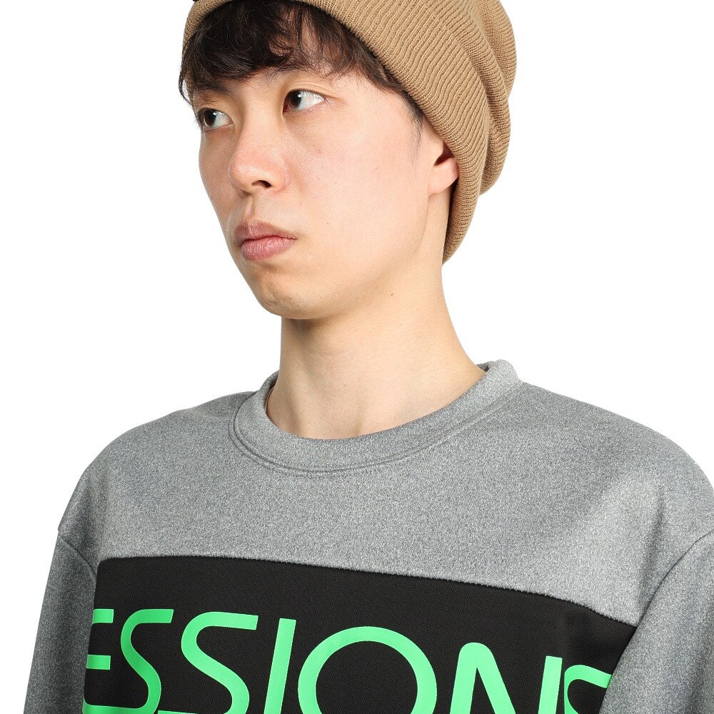 SESSIONS（メンズ）スノーボード ボードウェア ジャケット DWR FLEECE CREW 長袖Tシャツ 211199 グレー