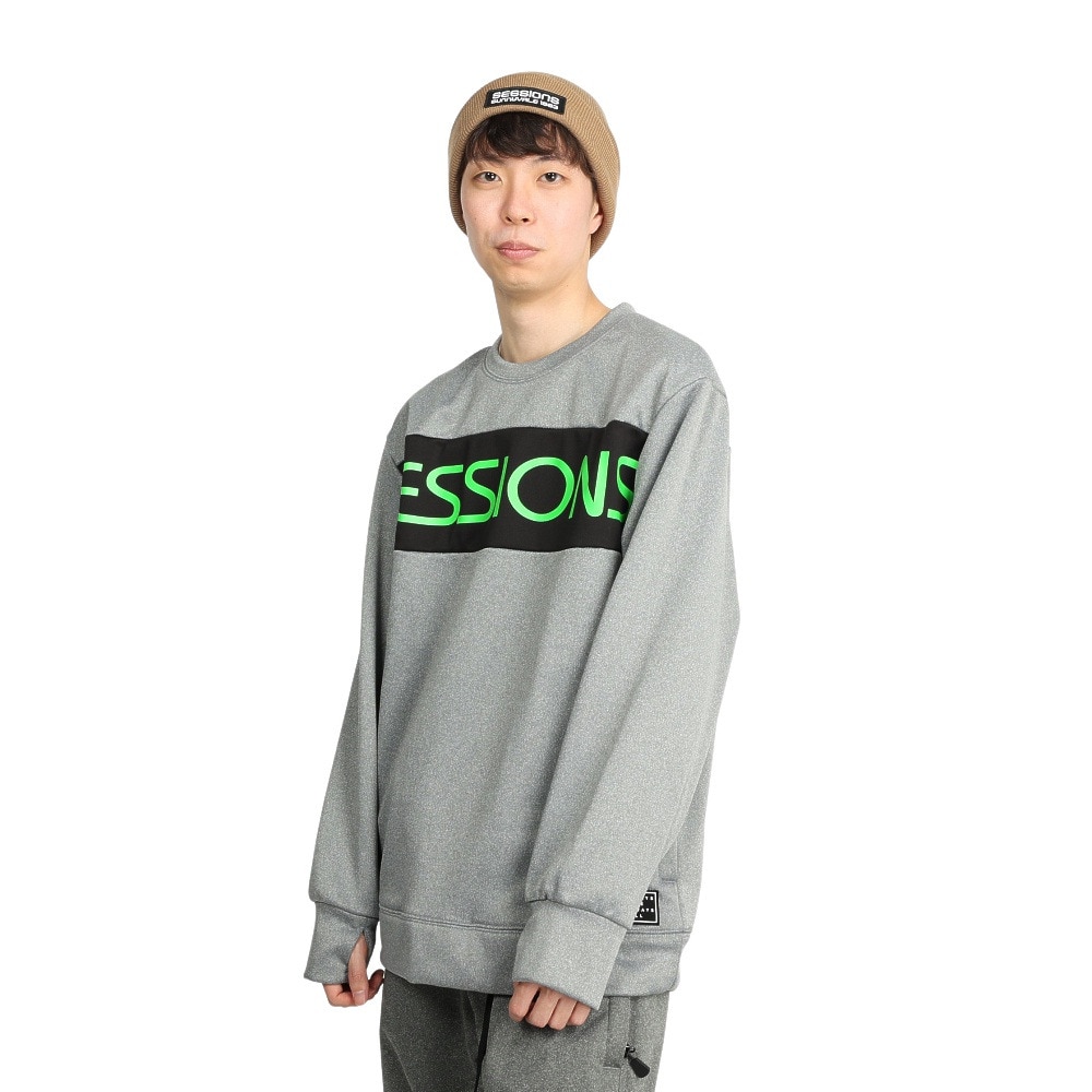 セッションズ（SESSIONS）（メンズ）スノーボード ボードウェア ジャケット DWR FLEECE CREW 長袖Tシャツ 211199 グレー