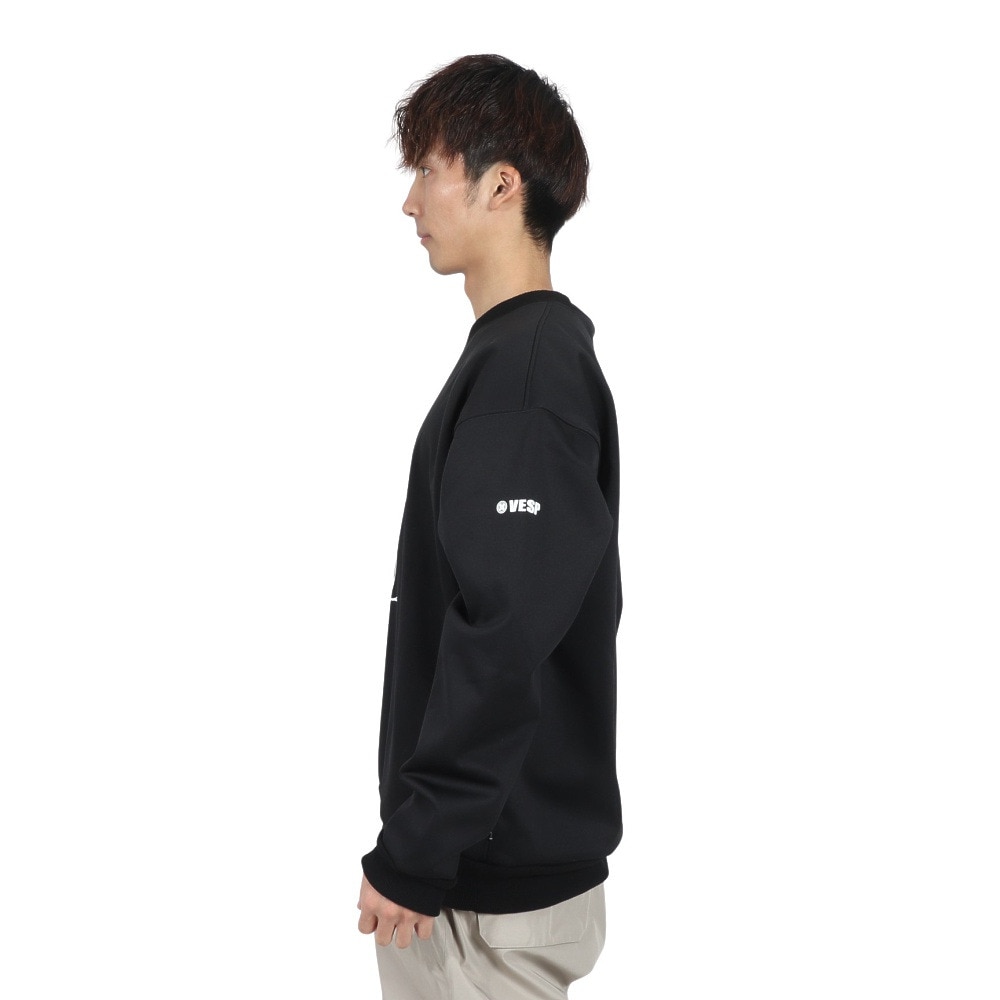 ベスプ（VESP）（メンズ）スノーボード ボードウェア スウェット PEANUTS COLLABORATION SNOOPY CREW SNMS2022 BK スヌーピー コラボ ポケット付き ブラック