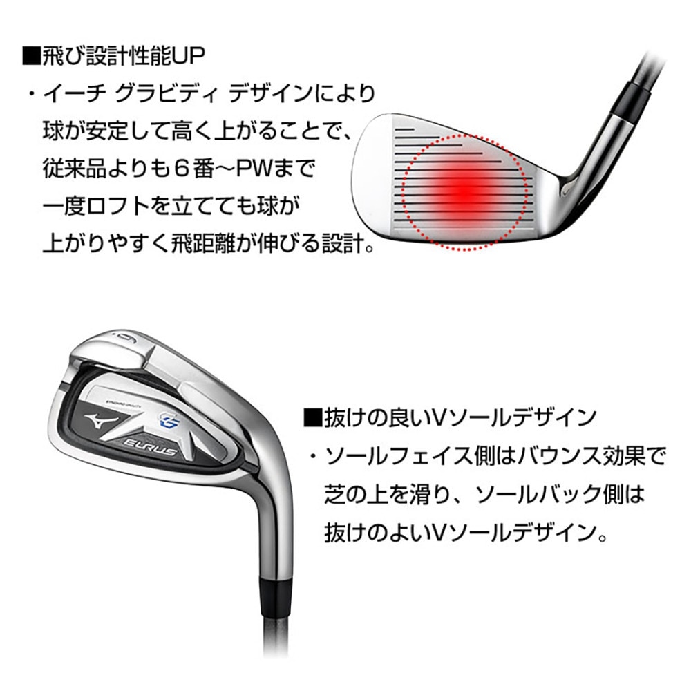 ミズノ（MIZUNO）（メンズ）アイアンセット メンズ 7本 EURUS G6 STL (6I～PW、W50、W56) オリジナルスチールシャフト