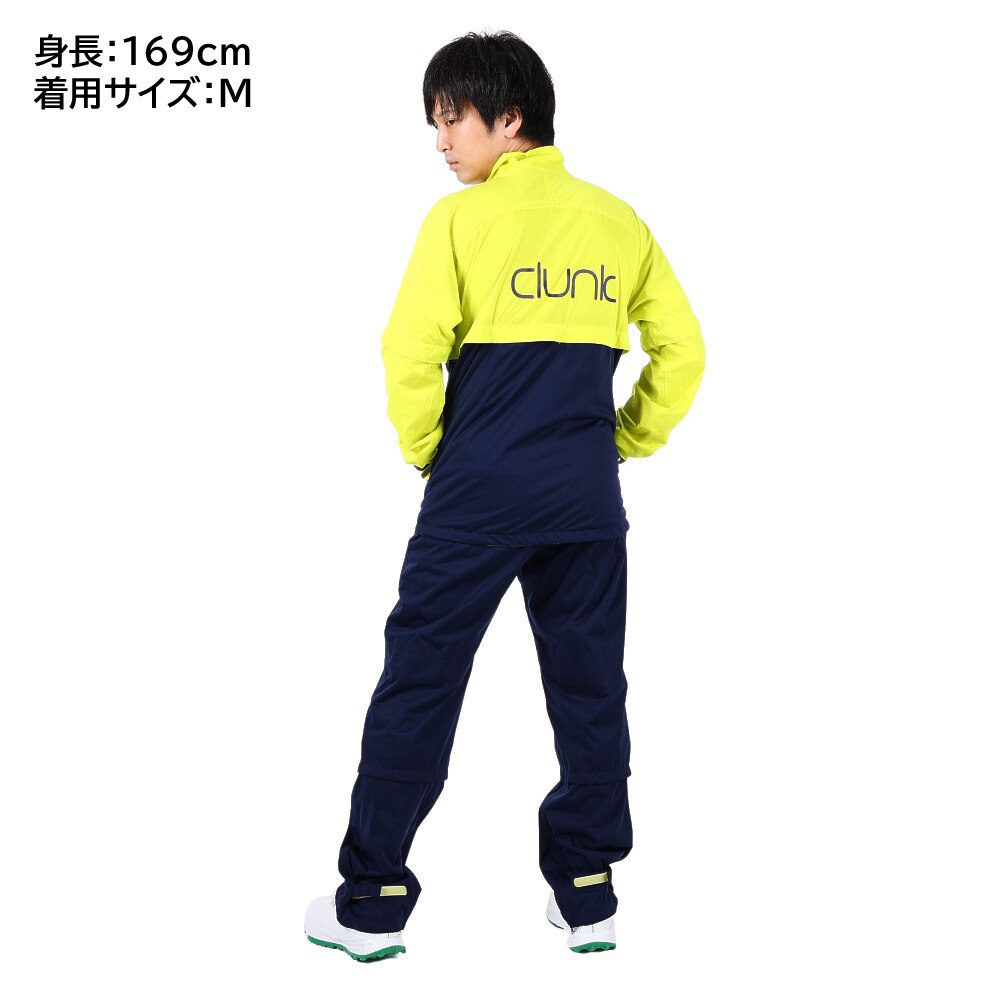 クランク（CLUNK）（メンズ）ゴルフウェア メンズ レインウェア 防水 耐水 2WAY仕様 上下セット B CL51TR31 YEL/NVY 収納袋付 雨具