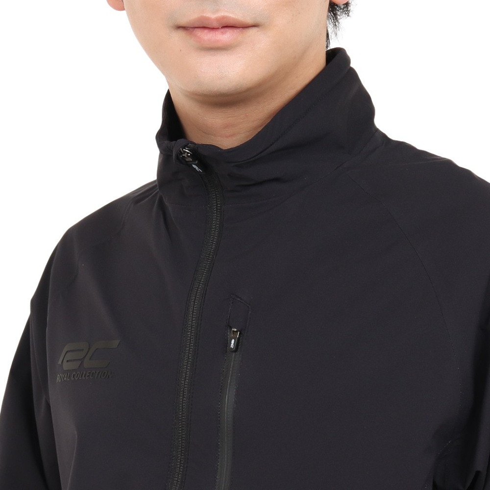 ロイヤルコレクション（ROYALCOLLECTION）（メンズ）ゴルフウェア レインウェア 収納袋付き 撥水 防水 耐水 ストレッチ 軽量 上下セット RCS-2113 BLK