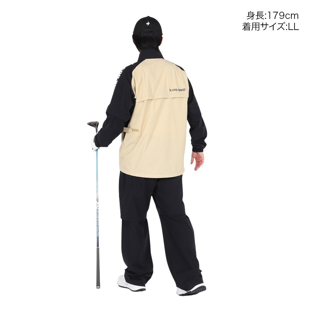 ルコックスポルティフ（lecoqsportif）（メンズ）ゴルフウェア 耐水 ストレッチフォーサー レインウェア 上下セット 収納袋付き QGMXJH00W BG00