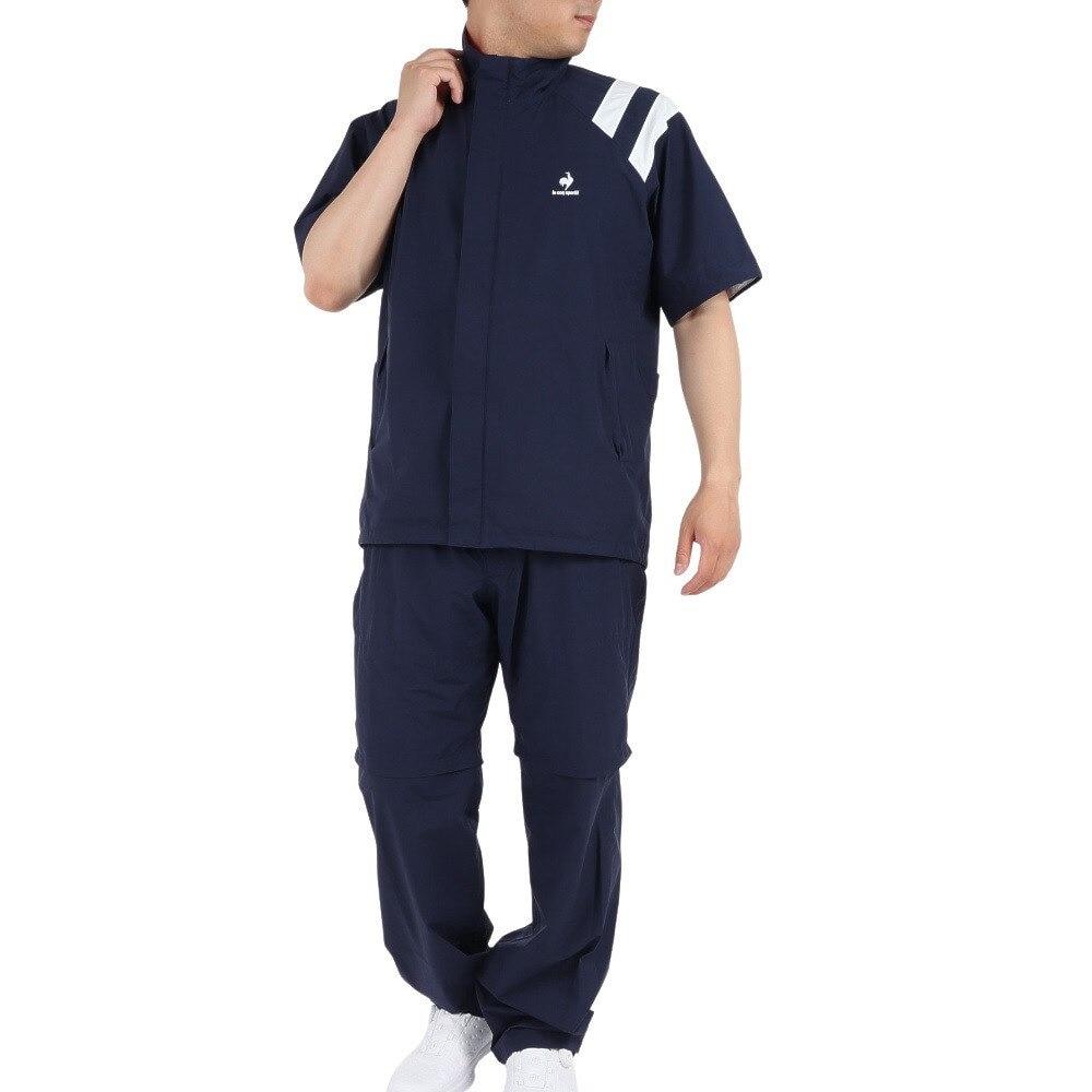 ルコックスポルティフ（lecoqsportif）（メンズ）ゴルフウェア メンズ レインウェア 防水 耐水 2WAY仕様 ストレッチ 上下セット 上下セット QGMTJH00W NV00