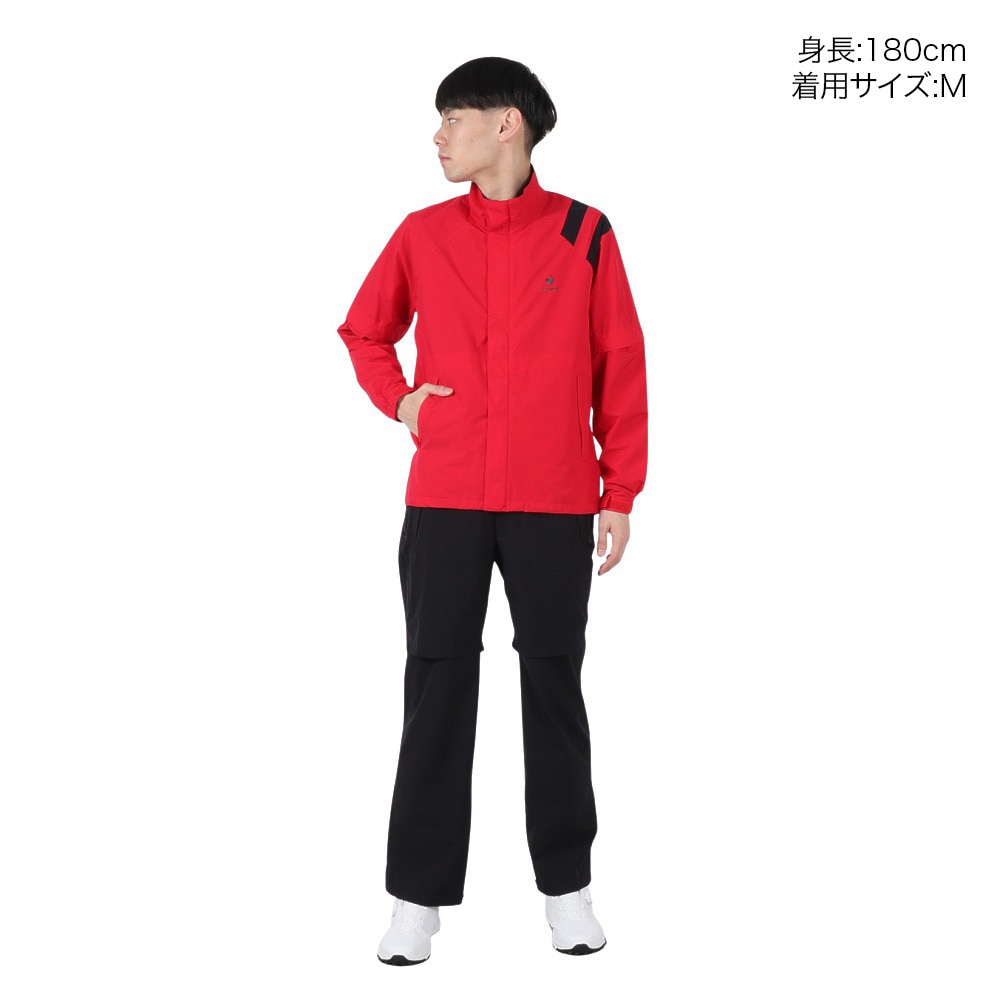 ルコックスポルティフ（lecoqsportif）（メンズ）ゴルフウェア 軽量 ロゴ レインウェア 防水 耐水 2WAY仕様 ストレッチ 上下セット QGMTJH00W RD00