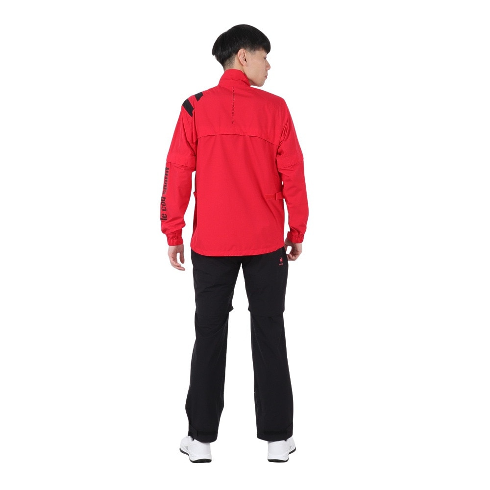 ルコックスポルティフ（lecoqsportif）（メンズ）ゴルフウェア 軽量 ロゴ レインウェア 防水 耐水 2WAY仕様 ストレッチ 上下セット QGMTJH00W RD00
