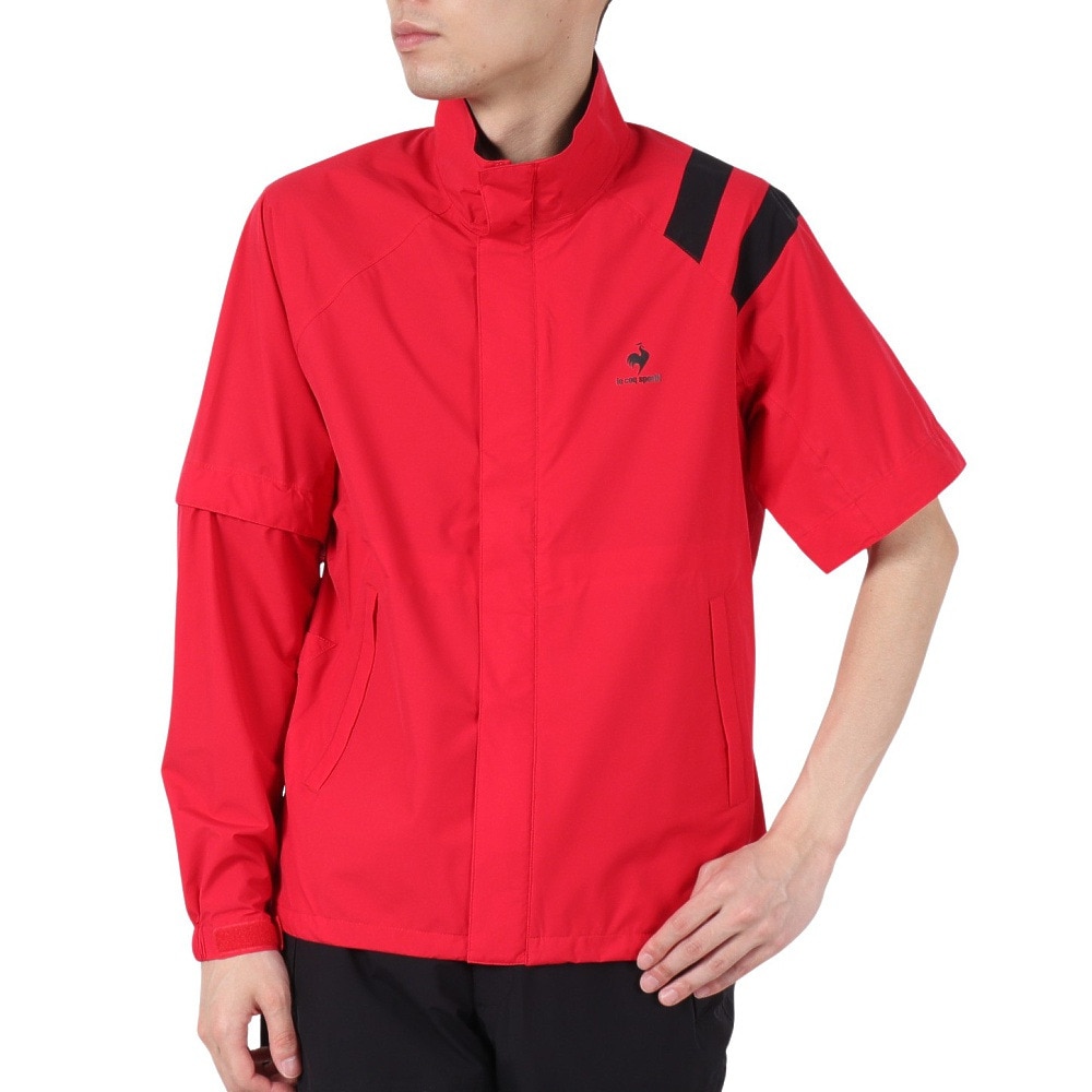 ルコックスポルティフ（lecoqsportif）（メンズ）ゴルフウェア 軽量 ロゴ レインウェア 防水 耐水 2WAY仕様 ストレッチ 上下セット QGMTJH00W RD00