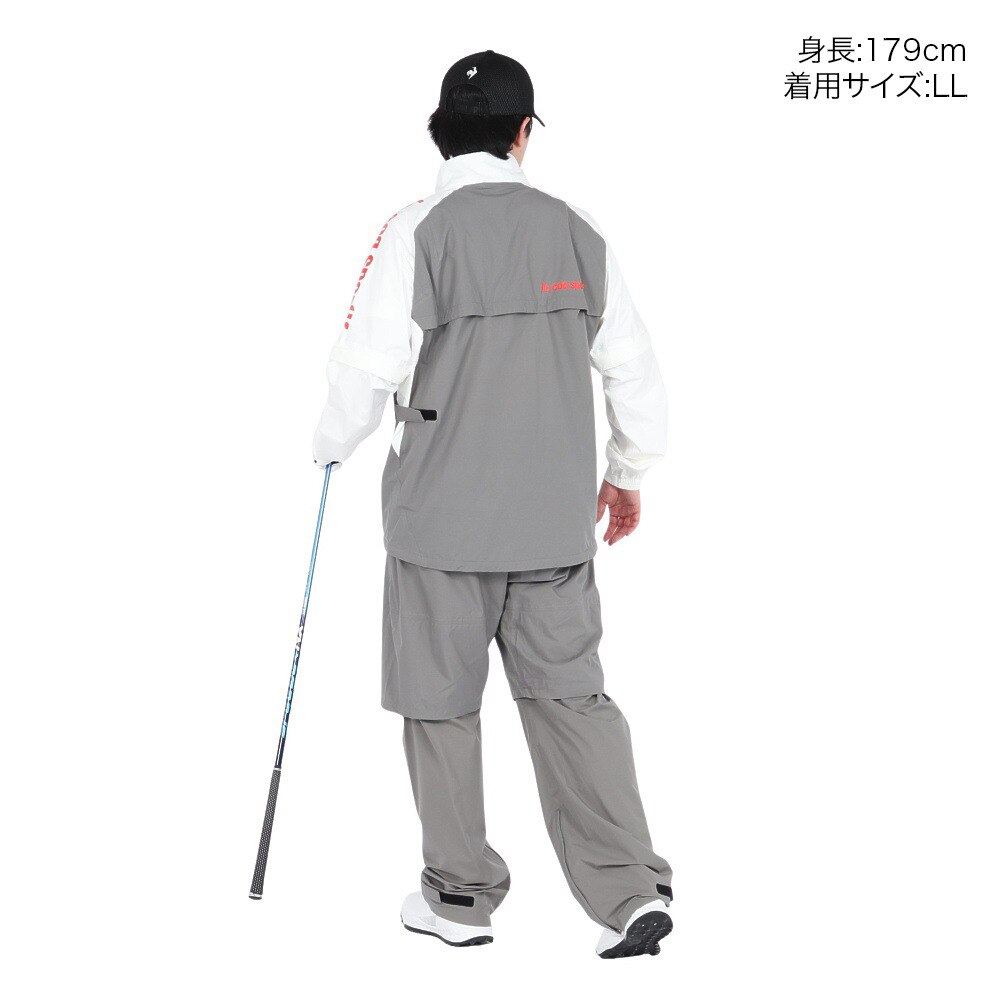 ルコックスポルティフ（lecoqsportif）（メンズ）ゴルフウェア 耐水 ストレッチフォーサー レインウェア 上下セット 収納袋付き QGMXJH00W GY00