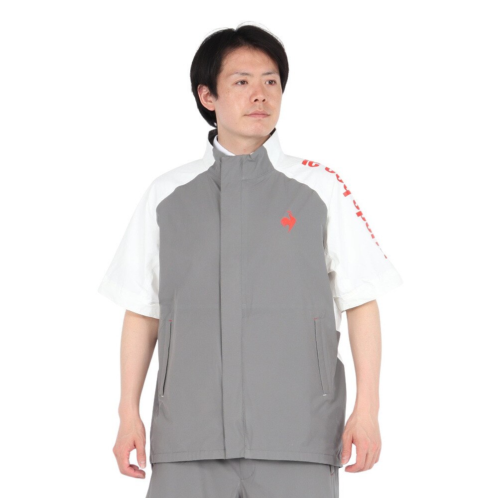 ルコックスポルティフ（lecoqsportif）（メンズ）ゴルフウェア 耐水 ストレッチフォーサー レインウェア 上下セット 収納袋付き QGMXJH00W GY00