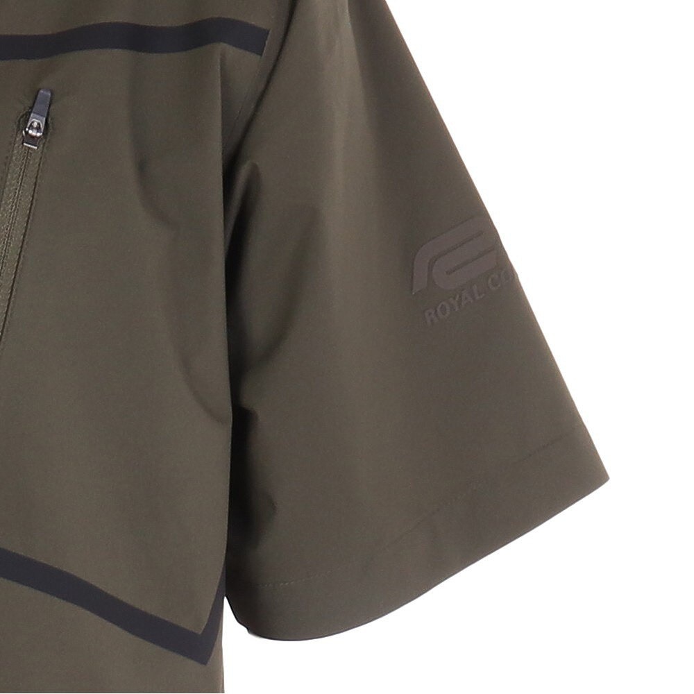 ロイヤルコレクション（ROYALCOLLECTION）（メンズ）ゴルフウェア 半袖 収納袋付き レインウェア 撥水 防水 耐水 レインジャケット RCS-2104 KHK M