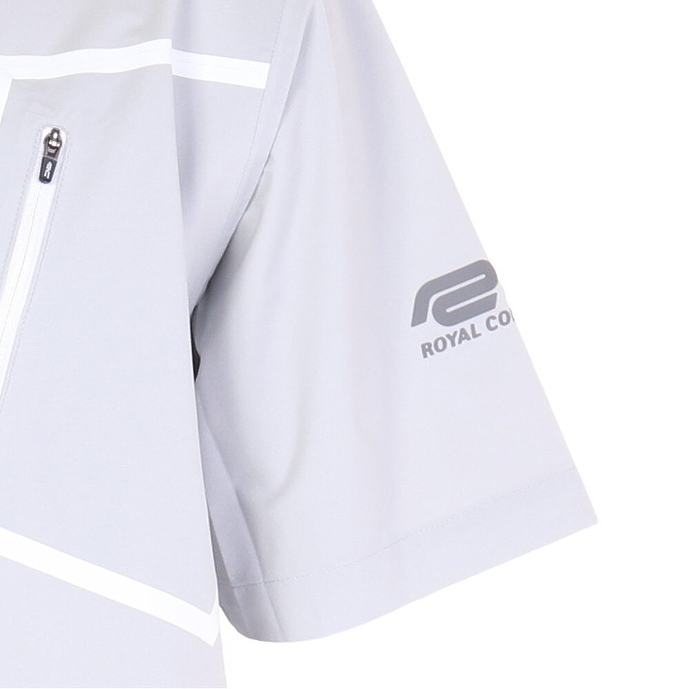 ロイヤルコレクション（ROYALCOLLECTION）（メンズ）ゴルフウェア ストレッチ 半袖 収納袋付き メンズ レインウェア 撥水 防水 耐水 軽量 レインジャケット RCS-2104 LGRY M