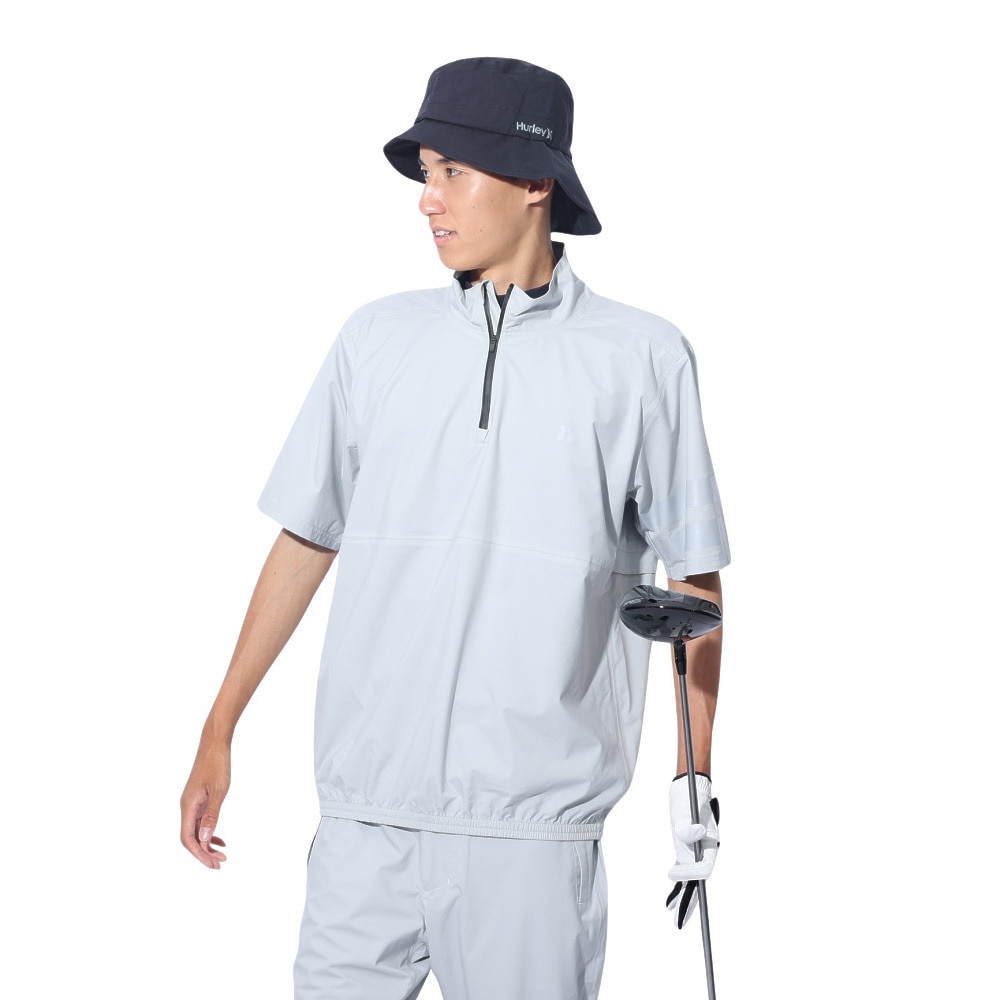 ハ レ ゴルフウェア メンズ レインウェア 撥水 防水 耐水 プルオーバー 半袖シャツ PHANTOM MJK2200003-LGY ＬＬ 91 ゴルフの大画像