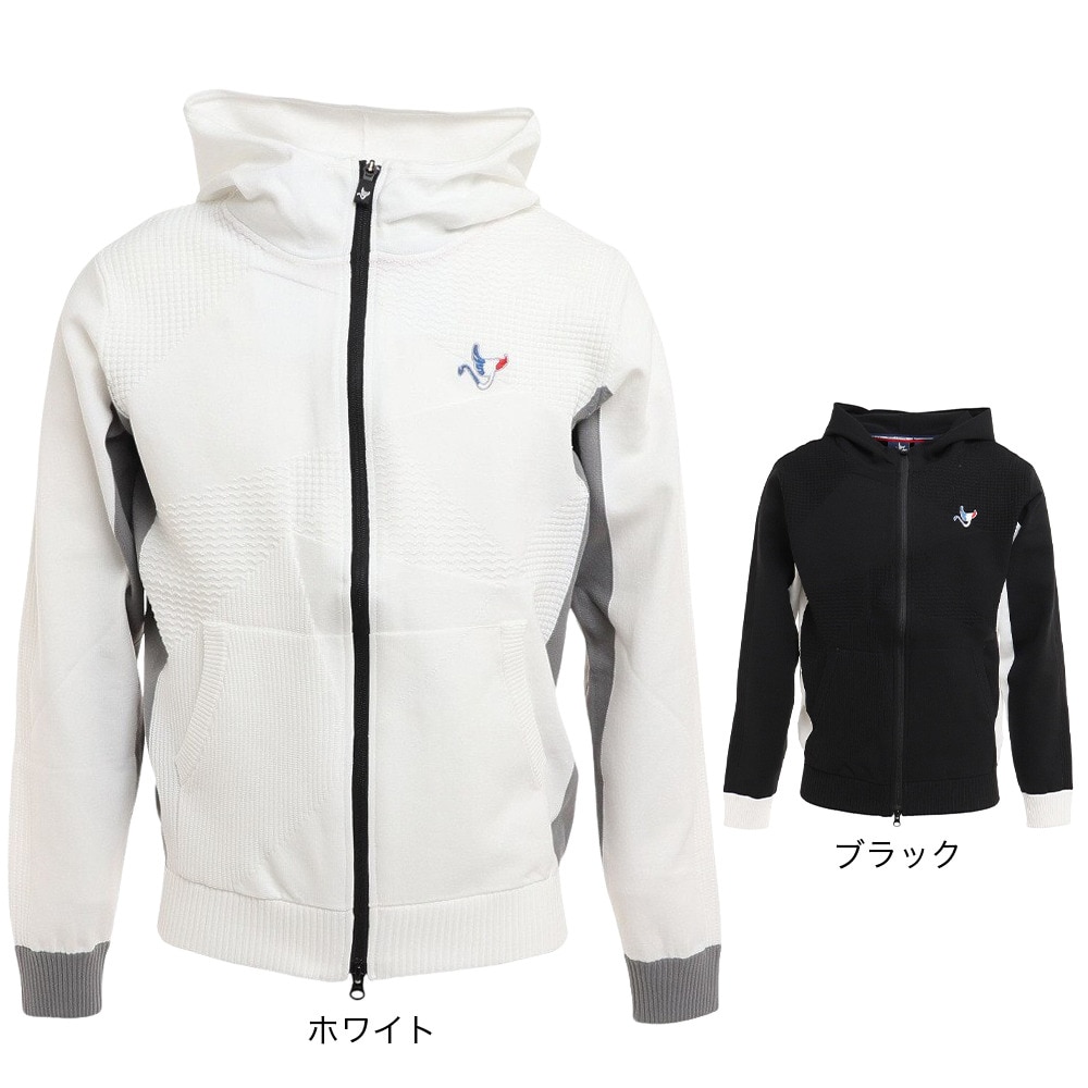 クランク（CLUNK）（メンズ）ゴルフウェア アウター 保温 軽量 ダブルファスナー 撥水 JQニットジップパーカー CL5LTY03 BLK
