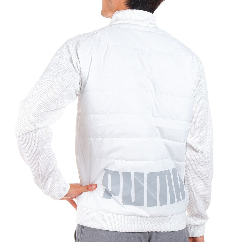 プーマ(PUMA)(メンズ)ゴルフウェア アウター 長袖 保温 軽量 パディング ウーブン ニット ミックス フルジップジャケット 539391-04