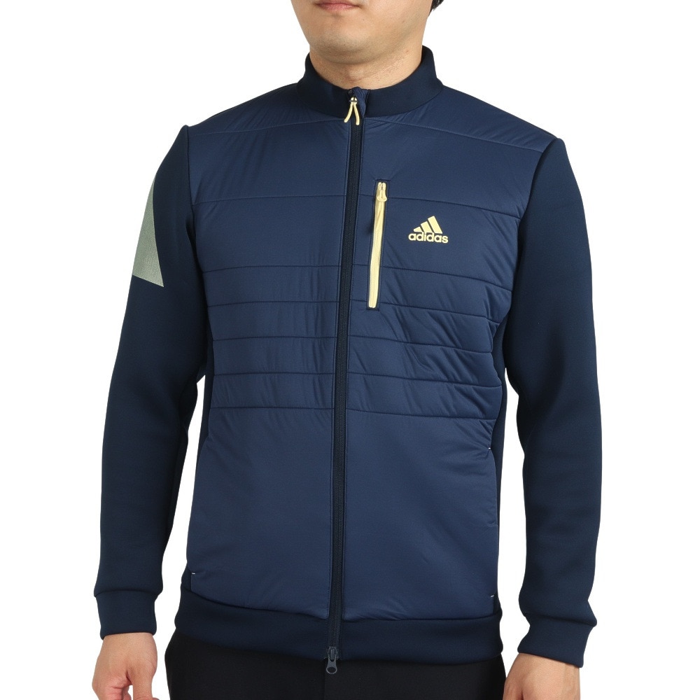 ａｄｉｄａｓ（並） ゴルフウェア アウター エコ 保温 ダンボールニット ファブリックミックス 防風 長袖 フルジップジャケット WL549-HG8297NV Ｍ 48 ウェア画像