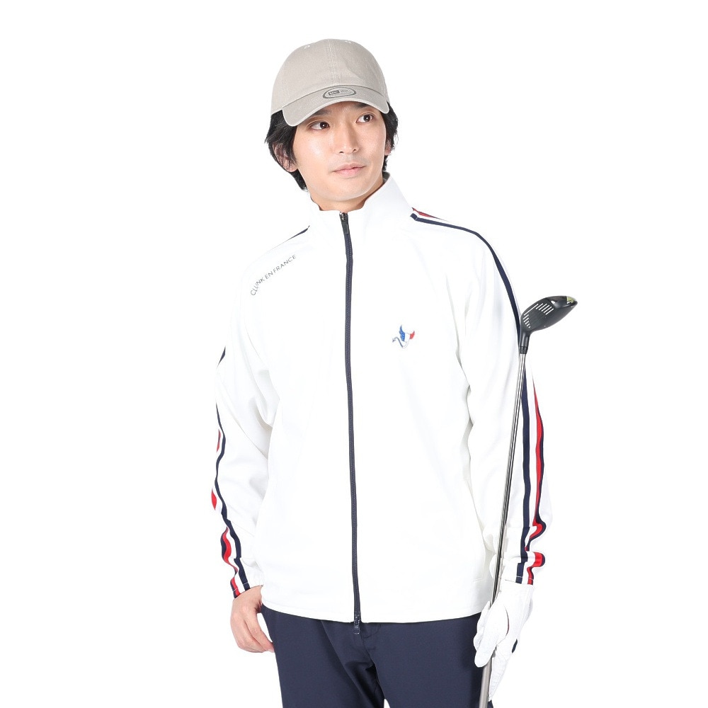 クランク（CLUNK）（メンズ）ゴルフウェア アウター ストレッチ 吸汗速乾 防風 ウインドクロスジャケット CL5NTY25 WHT