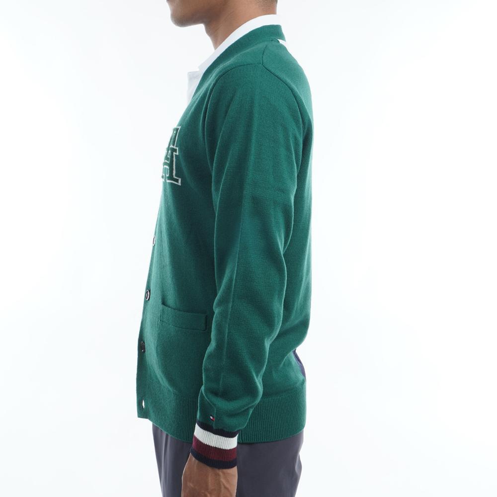 トミー ヒルフィガー ゴルフ（TOMMY HILFIGER GOLF）（メンズ）ゴルフウェア アウター フラッグ切替 ニットカーディガン THMA276-GRN