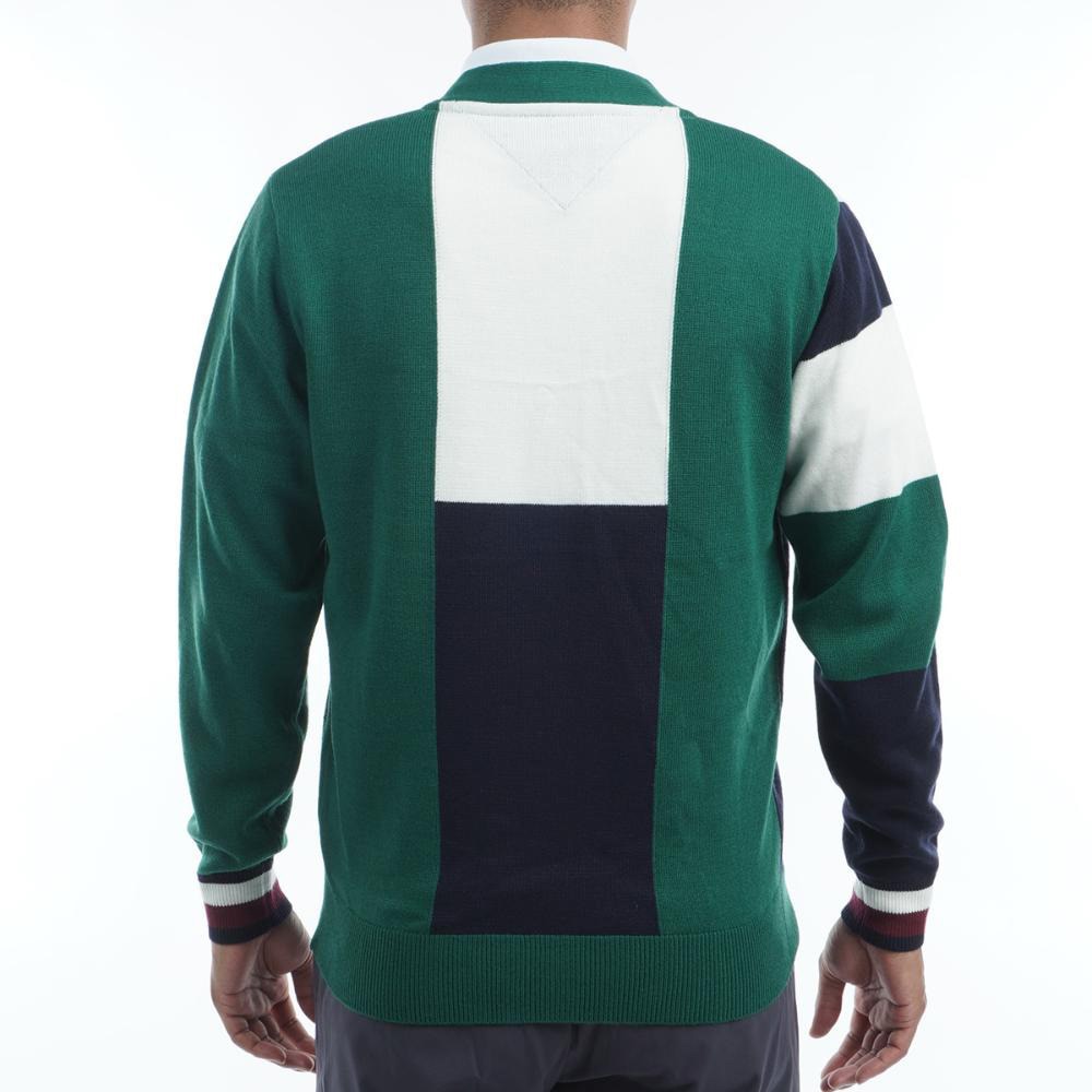 トミー ヒルフィガー ゴルフ（TOMMY HILFIGER GOLF）（メンズ）ゴルフウェア アウター フラッグ切替 ニットカーディガン THMA276-GRN