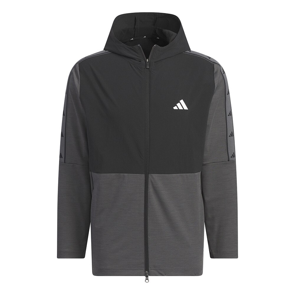 アディダス（adidas）（メンズ）ゴルフウェア パーカー 防風 ファブリックミックスストレッチ フーディー IKK83-IN9009BK