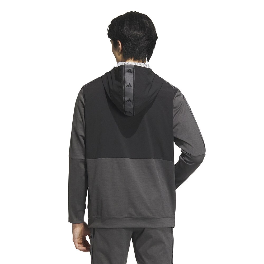 アディダス（adidas）（メンズ）ゴルフウェア パーカー 防風 ファブリックミックスストレッチ フーディー IKK83-IN9009BK