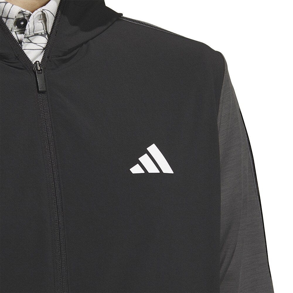 アディダス（adidas）（メンズ）ゴルフウェア パーカー 防風 ファブリックミックスストレッチ フーディー IKK83-IN9009BK