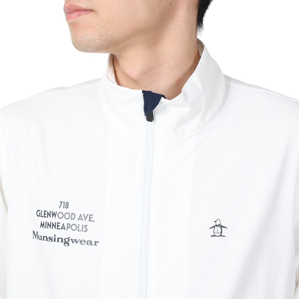 マンシングウエア（MUNSING WEAR）（メンズ）ゴルフウェア アウター 撥水 ストレッチ袖ドッキングブルゾン MGMXJK04 WH00