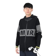 (メンズ)ゴルフウェア 防風裏地付き フルジップニットジャケット ADMA491-BLK