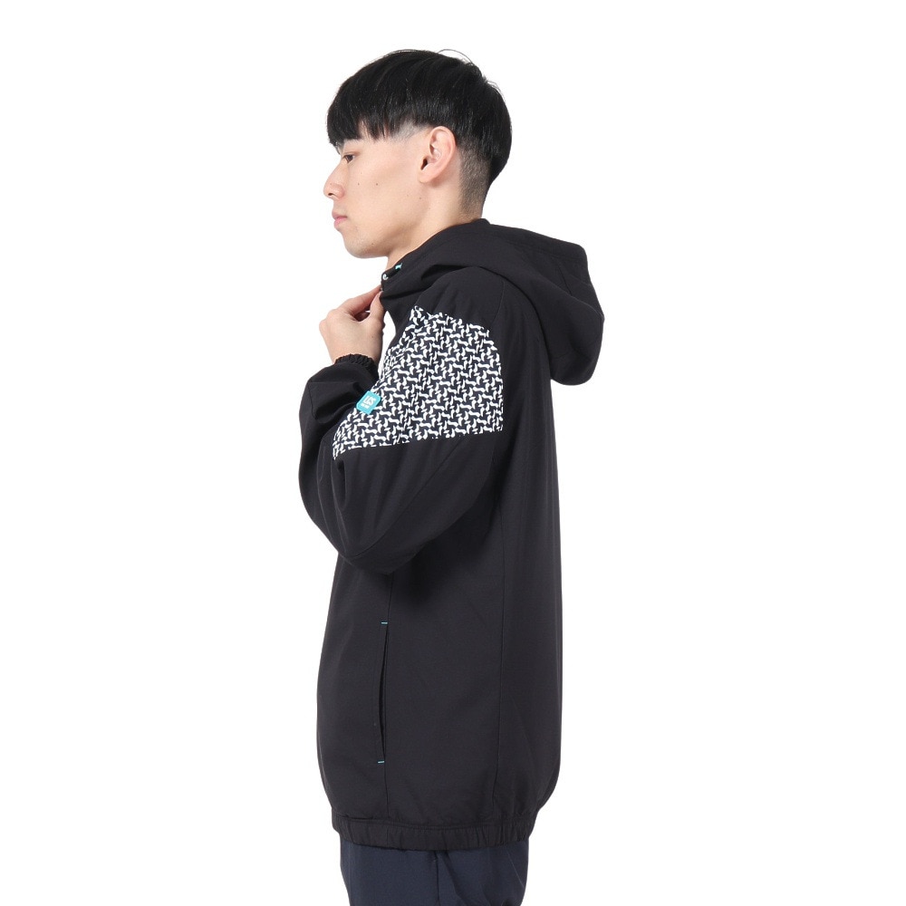 ルコックスポルティフ（lecoqsportif）（メンズ）ゴルフウェア アウター ストレッチフォーサー フード付き 起毛 裏地 ブルゾン QGMWJK05 BK00