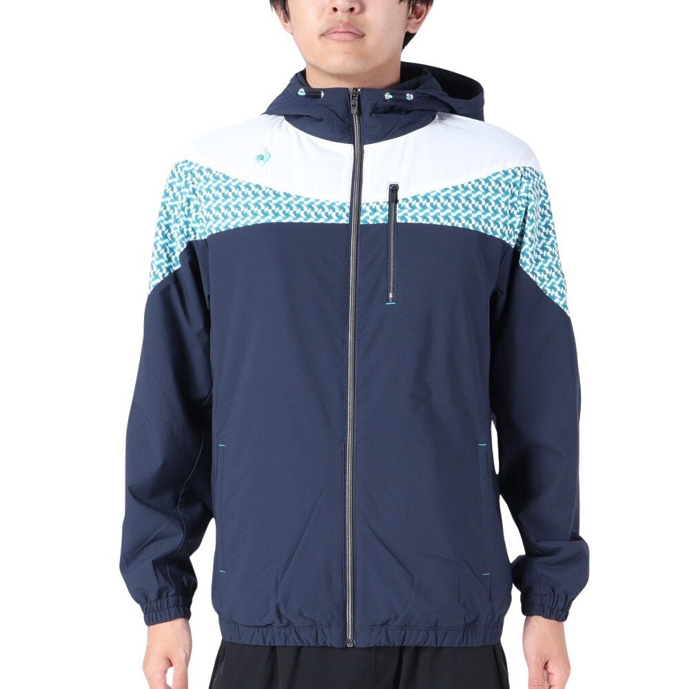 ルコックスポルティフ（lecoqsportif）（メンズ）ゴルフウェア アウター 防風 パーカー ストレッチフォーサー フード付き起毛裏地ブルゾン QGMWJK05 NV00